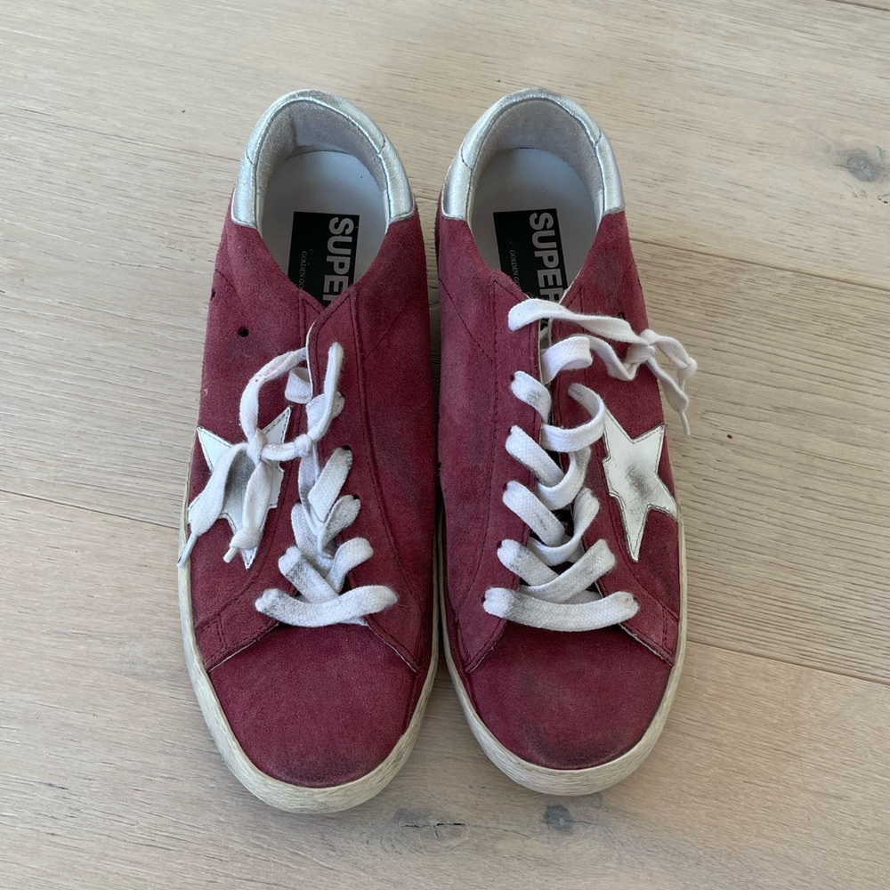 Brand New Golden Goose Superstar Burgundy Sneakers